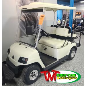 Used white 2004 Yamaha Gas Golf Car with rear seat kit