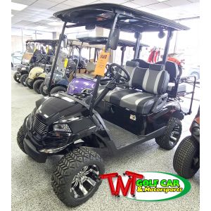 2016 Lifted Black Havoc Body gas Yamaha Drive Golf Car with upgraded seats and top