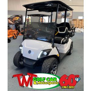 SOLD- New Custom Glacier White 2021 Yamaha Drive² QuieTech PTV EFI Gas Golf Car with IRS